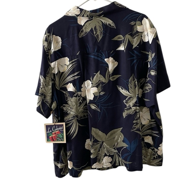 La Cabana Hawaiian Shirt Blue Tropical Print Luau Party Aloha Button Up Size 3X - Picture 3 of 6